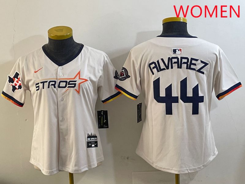 Women Houston Astros 44 Alvarez Cream Three generations Joint Name 2025 Nike MLB Jersey style 13
